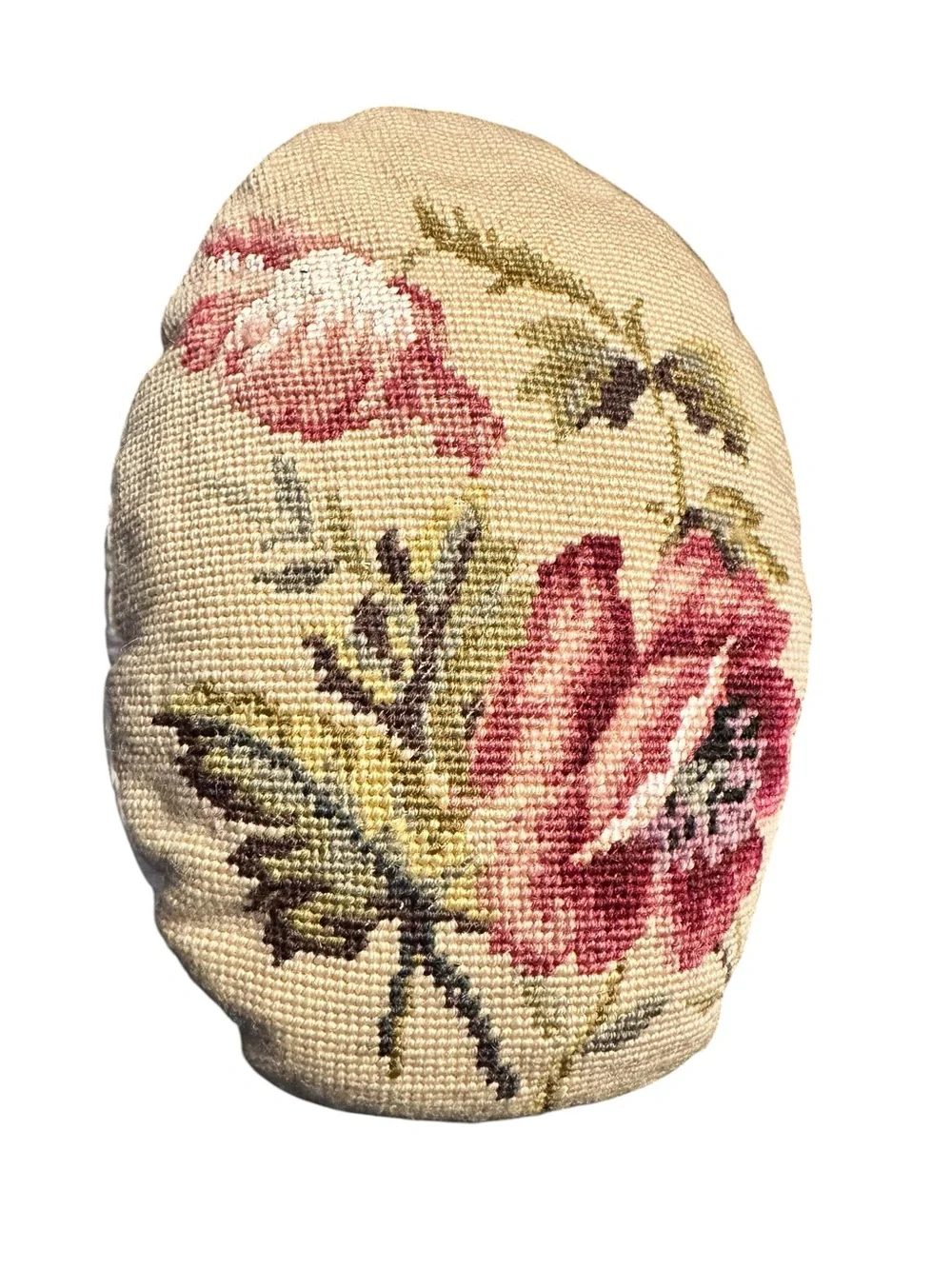 Vintage Handmade Floral Needlepoint Pillow | Cottagecore | English Cottage